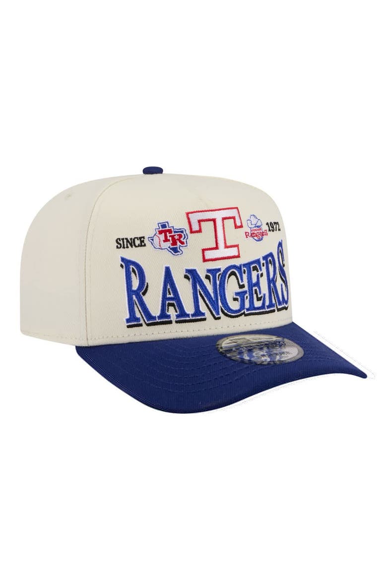 Men's New Era Cream Texas Rangers Throwback Tri-Hit A-Frame 9FIFTY Adjustable Hat, Alternate, color, Cream