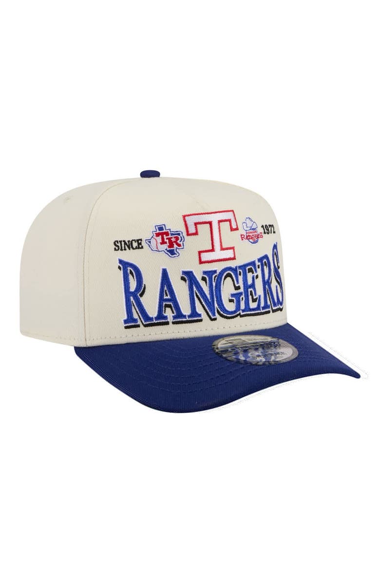 New Era Men's New Era Cream Texas Rangers Throwback Tri-Hit A-Frame 9FIFTY Adjustable Hat, Alternate, color, Cream