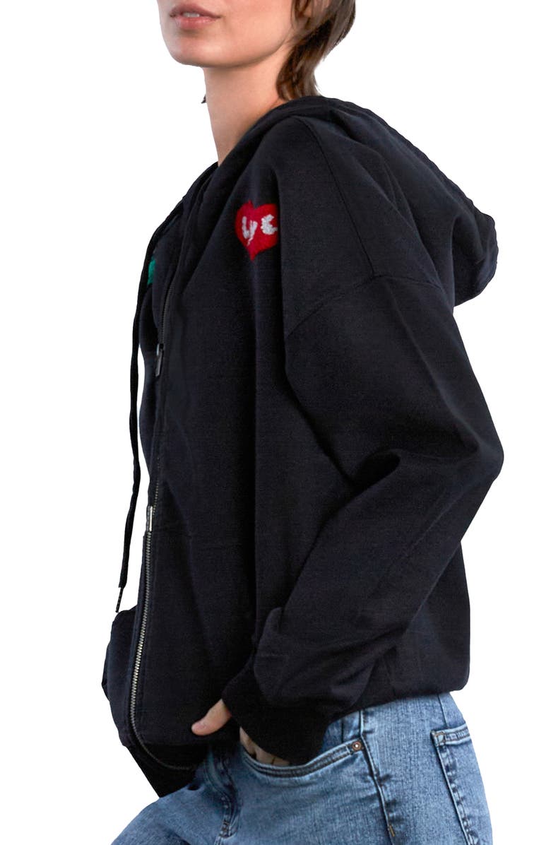 Billy T Birds of a Feather Embroidered Zip-Up Graphic Hoodie, Alternate, color, Ink