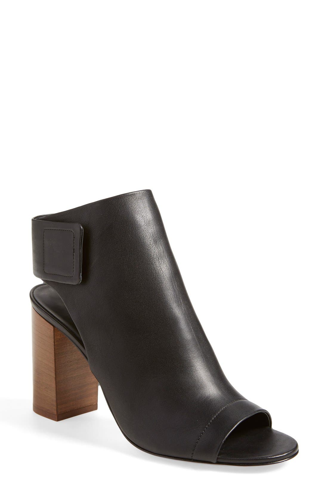 'Faye' Leather Bootie, Main, color, BLACK
