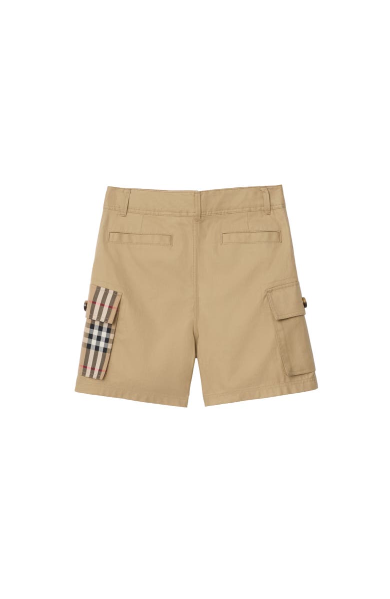 Burberry Check Trim Cotton Cargo Shorts, Alternate, color, Sand Beige