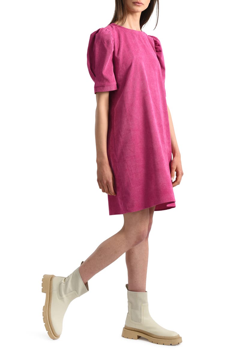 Molly Bracken Puff Sleeve Corduroy Shift Dress, Alternate, color,