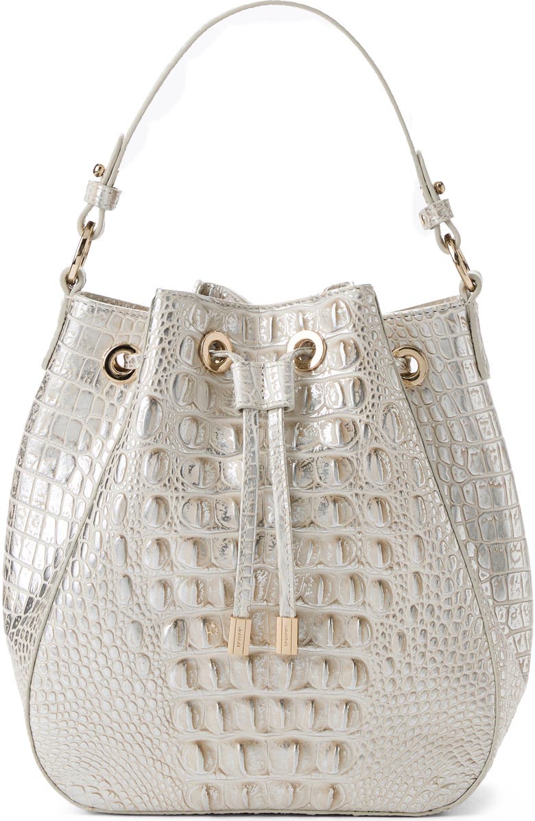 Brahmin Melinda Croc Embossed Leather Bucket Bag, Alternate, color,
