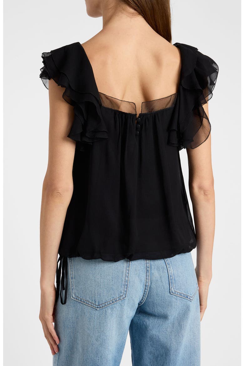 Chass Ruffle Blouse in Silk Georgette, Alternate, color, Black