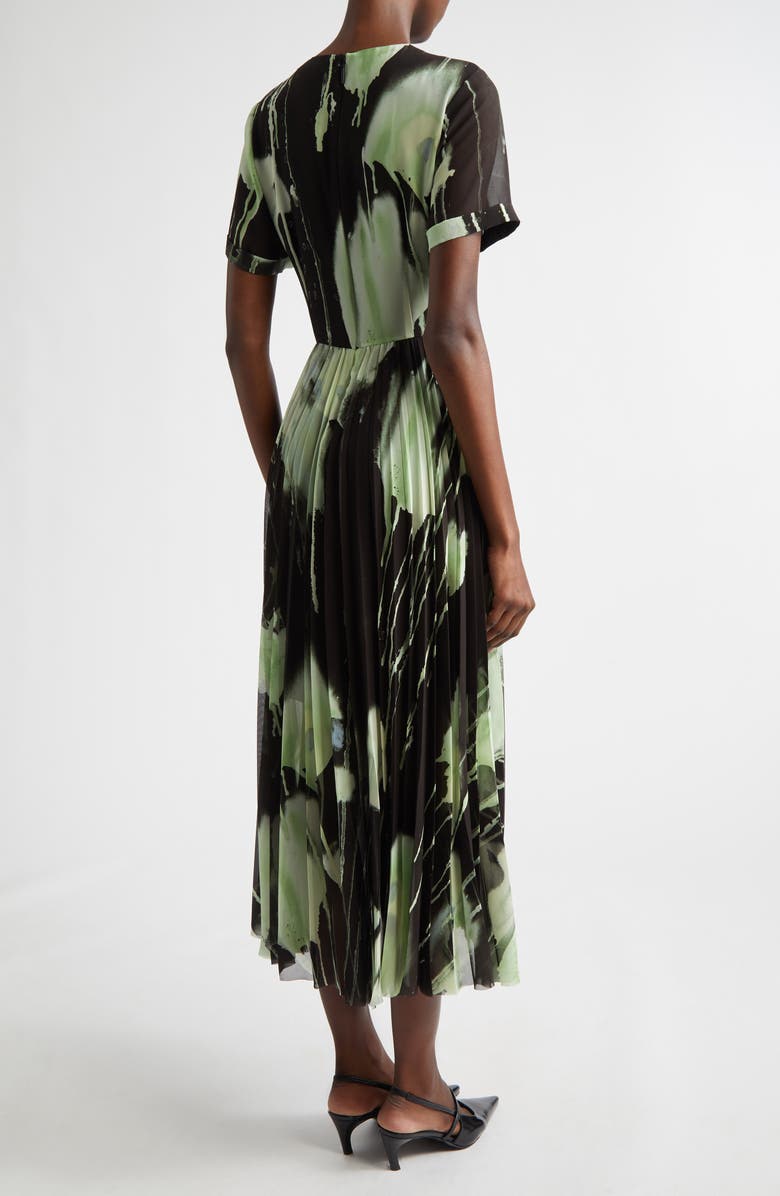 Jason Wu Collection Watercolor Floral Pleated Chiffon A-Line Dress, Alternate, color, Black / Light Jade