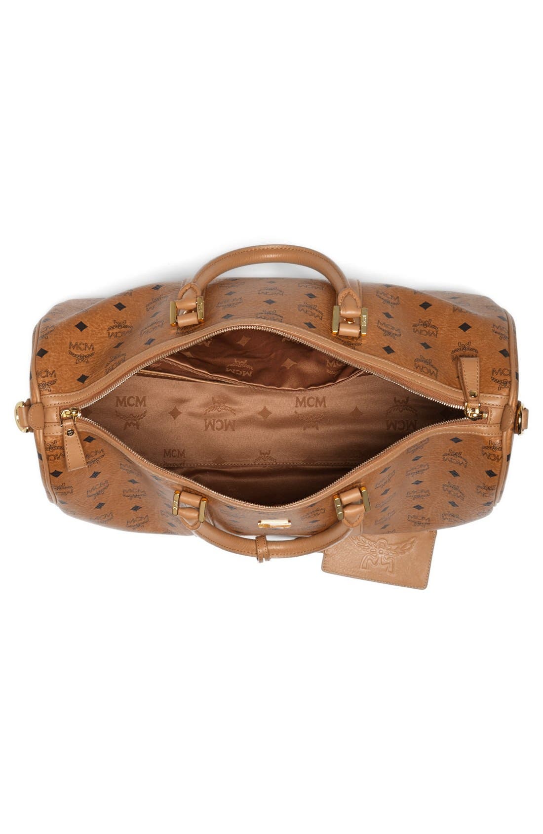 'Large Heritage' Coated Canvas Weekend Duffel Bag, Alternate, color, COGNAC
