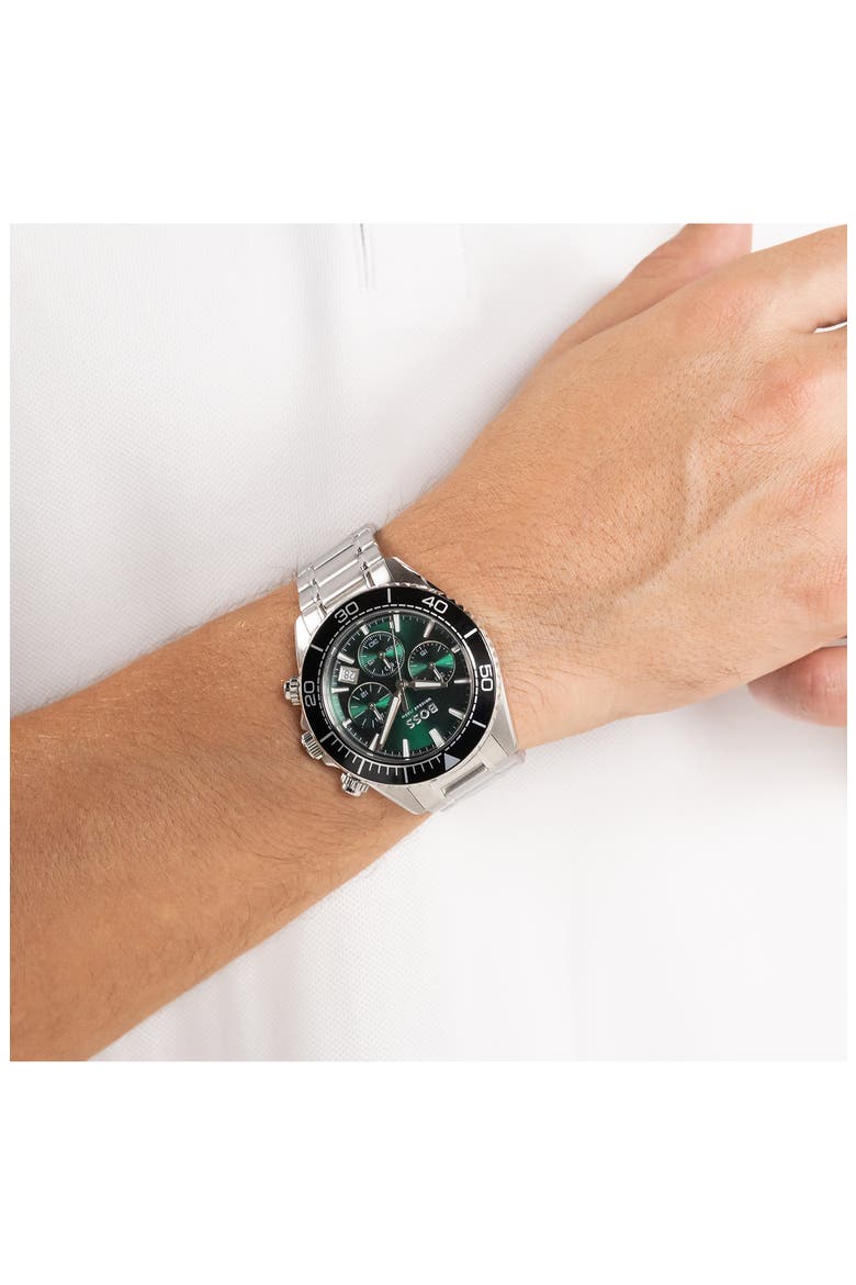 Sealiner Green Chronograph Bracelet Watch, 44mm, Alternate, color, GREEN