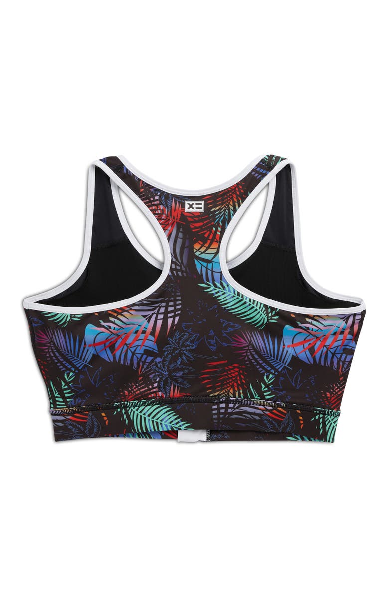 TomboyX Racerback Zip Compression Bikini Top, Alternate, color, Palm Dreams