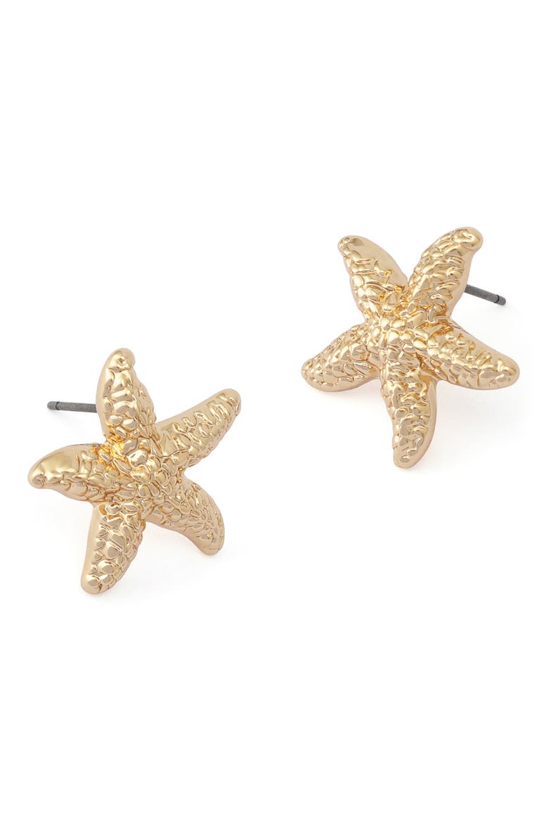 Starfish Stud Earrings, Alternate, color, GOLD