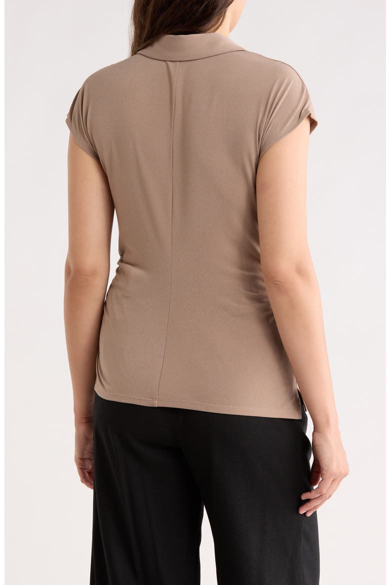 Ruched Wrap-Effect Knit Top, Alternate, color, TAUPE