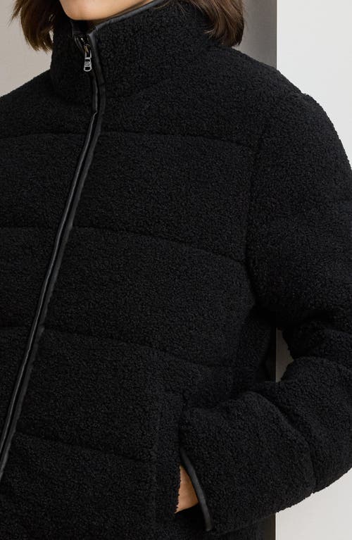 Ralph Lauren Lauren  Faux Shearling Puffer Jacket In Black
