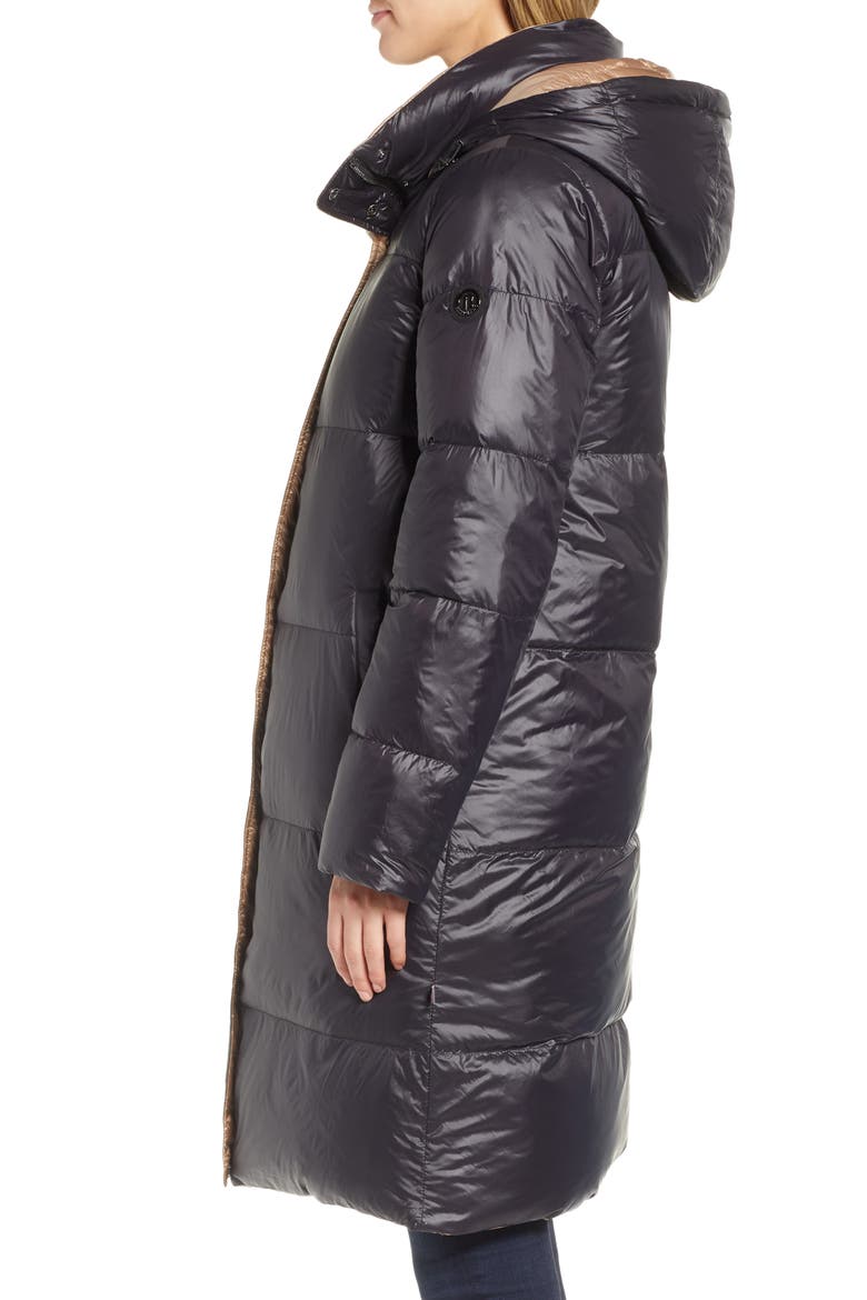 Reversible Puffer Jacket, Alternate, color, BLACK TO PEACH GLOW
