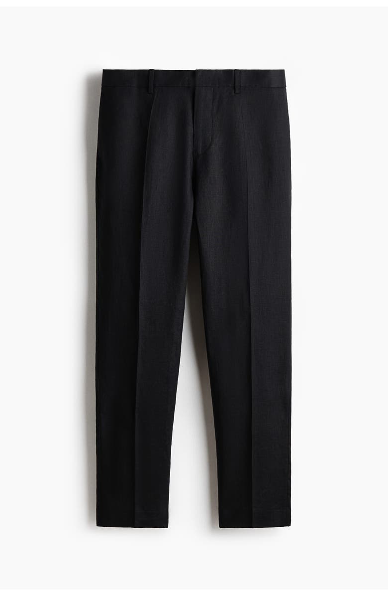 H&M Slim-fit linen suit pants, Alternate, color, Black