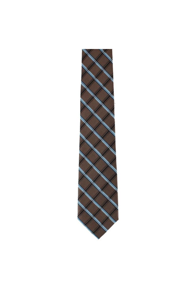 Norbert Square Patterned Business Silk Necktie, Alternate, color, Brown