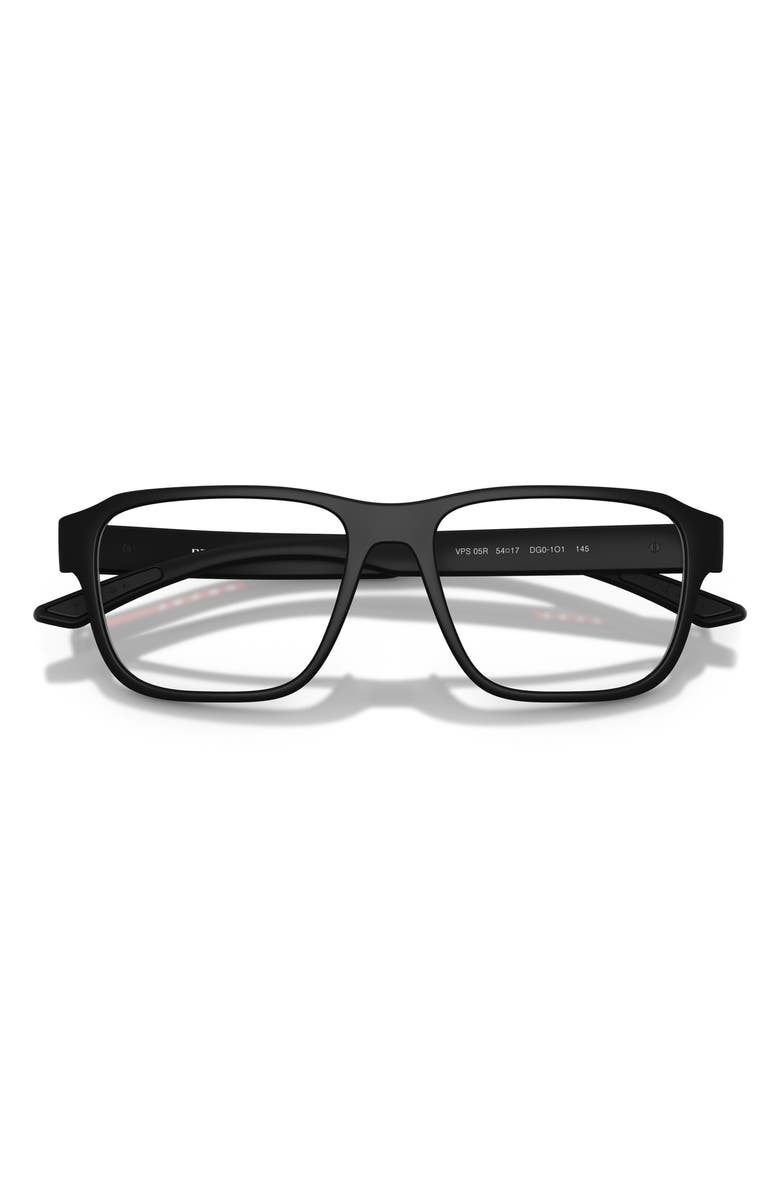 Prada Linea Rossa 52mm Irregular Optical Glasses, Alternate, color, Rubber Black