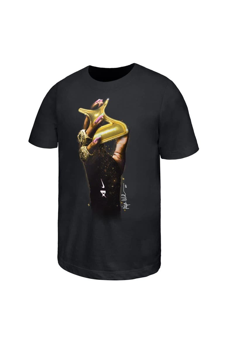 Youth Nike A'ja Wilson Black Las Vegas Aces Player Core T-Shirt, Alternate, color, Black