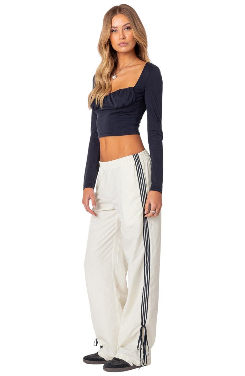 EDIKTED Remy Tie Detail Track Pants, Alternate, color, Off-White