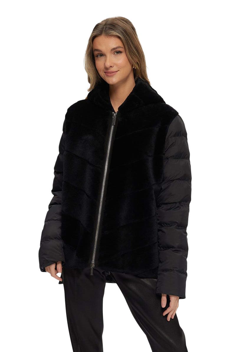 GORSKI Shearling Lamb Parka, Quilted Features, Main, color, Black/Black