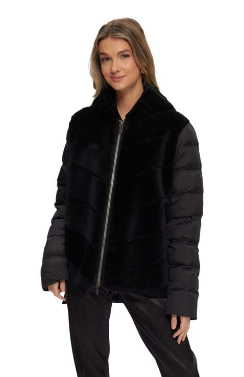 Shearling Lamb Parka, Quilted Features