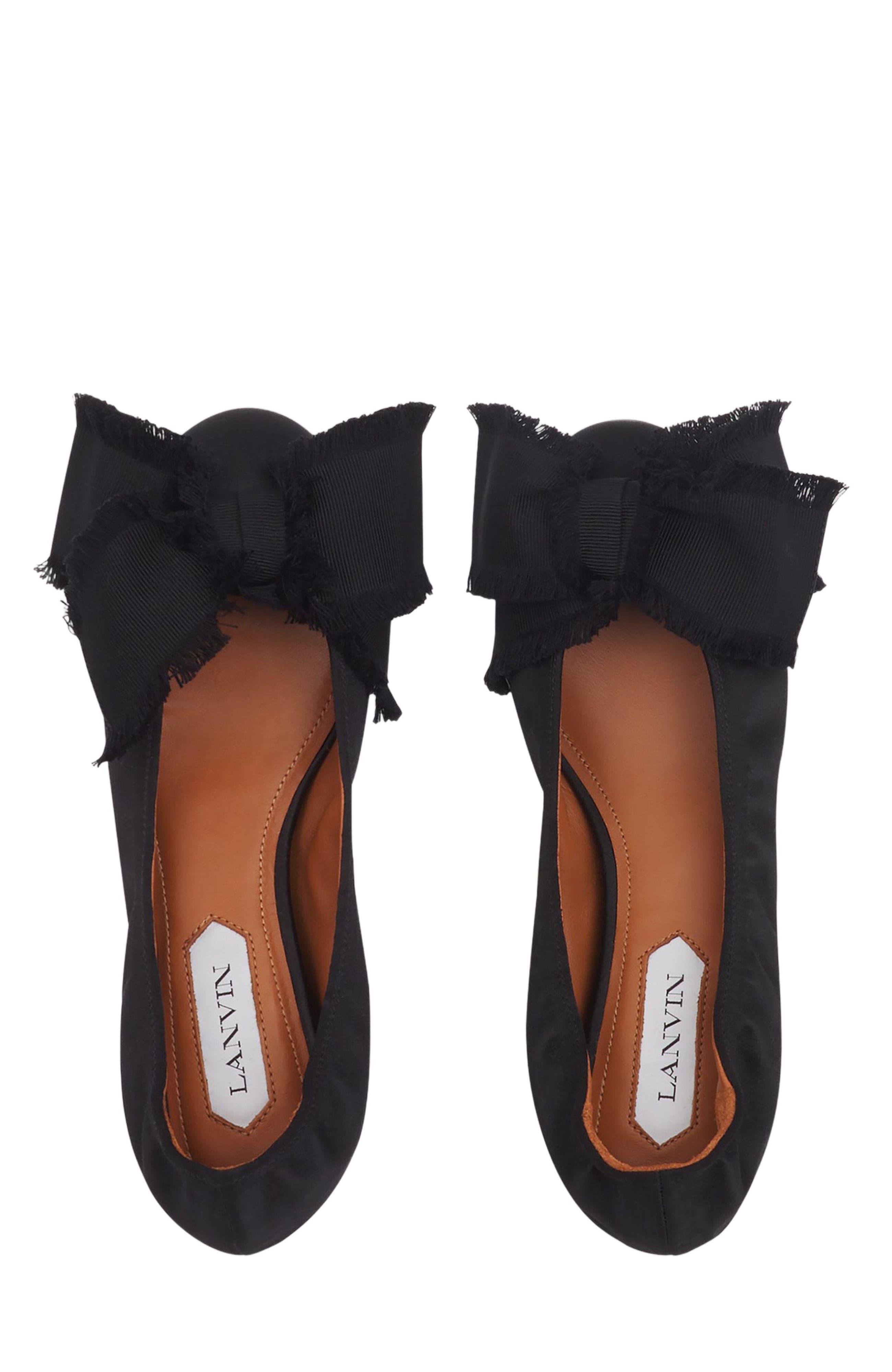 Lanvin BALLERINA FLAT WITH A SATIN BOW, Alternate, color, Black