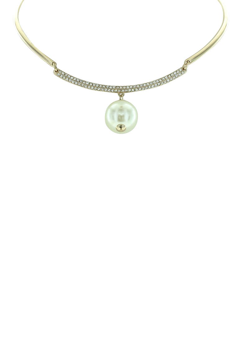 Nikki Iced Imitation Pearl Choker Necklace, Main, color, GOLD / WHITE / CLEAR