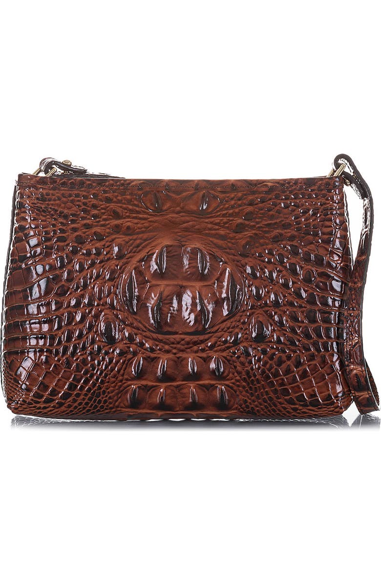 Brahmin Lorelei Croc Embossed Leather Shoulder Bag, Alternate, color, Pecan