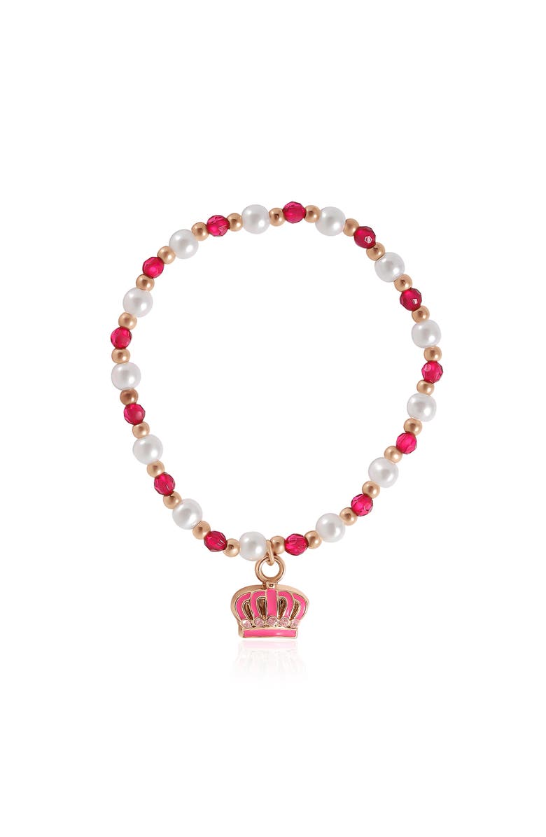 Juicy Couture Kids Beaded Stretch Bracelet Set, Alternate, color, Pink, White, Gold