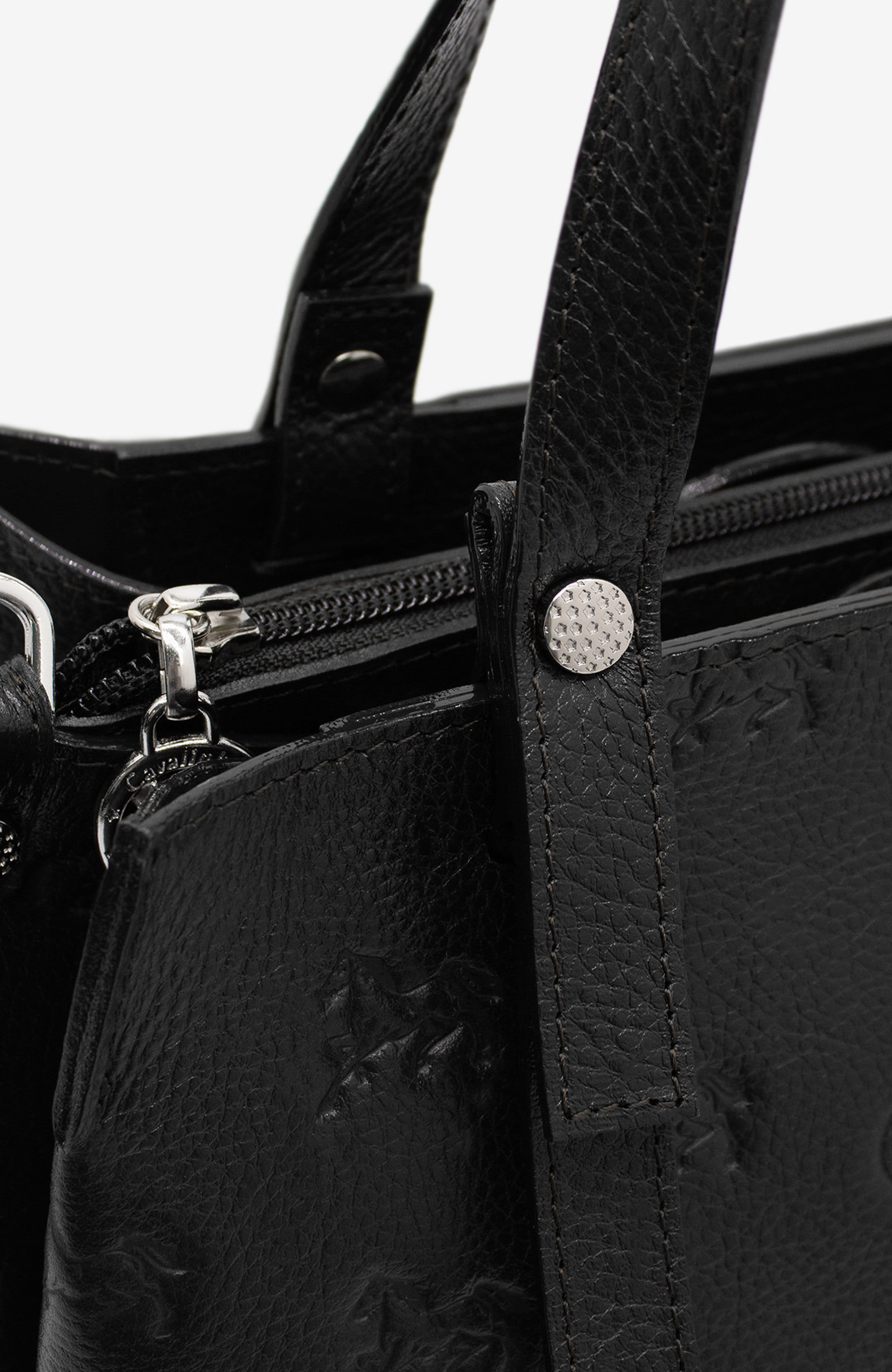 Cavalo Lusitano Embossed Leather Handbag 490, Alternate, color, Black