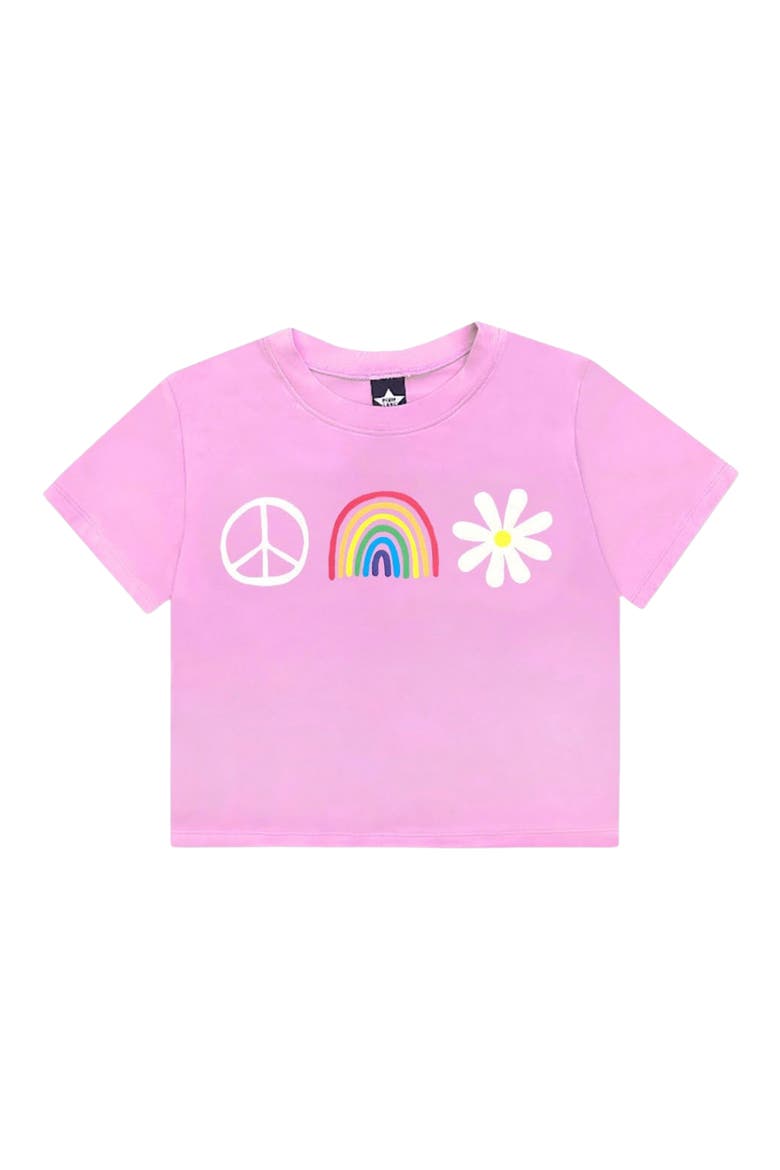 Kids' Simply Soft Easy Graphic T-Shirt, Main, color, PINK PEACE DAISY RAINBOW