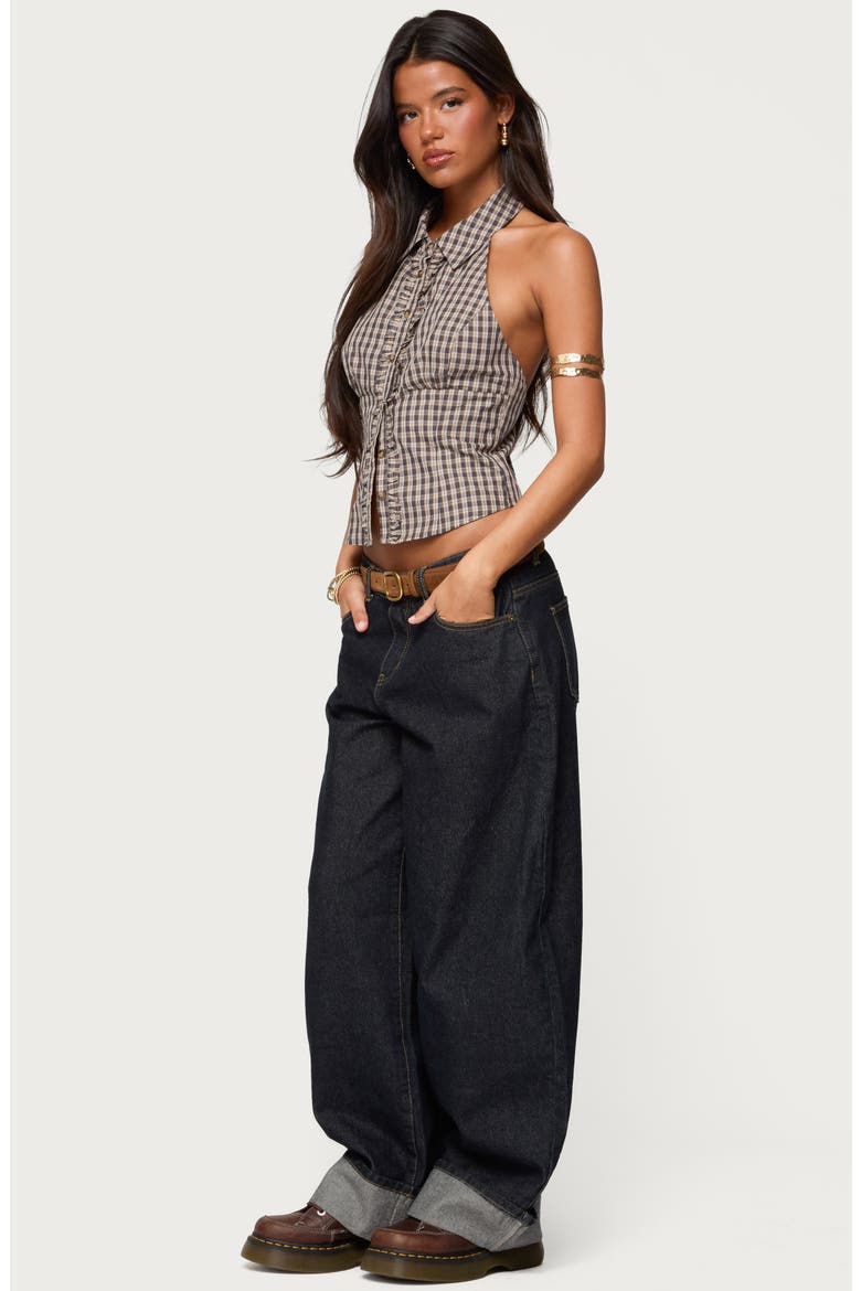 Kella Oversized Low Rise Cuffed Wide Leg Jeans, Alternate, color, INDIGO-BLUE-RAW-WASH