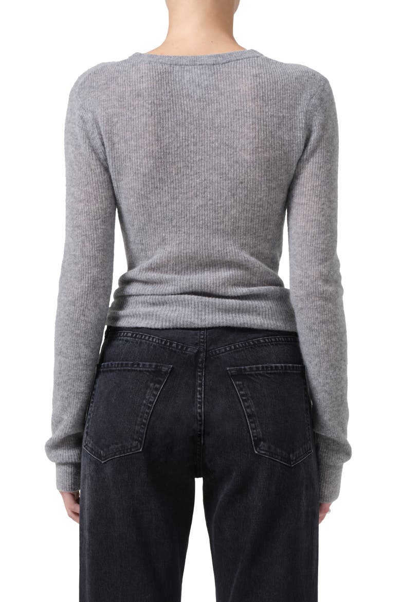 Alessia Wool & Cashmere Blend Rib Top, Alternate, color, DARK HEATHER GREY