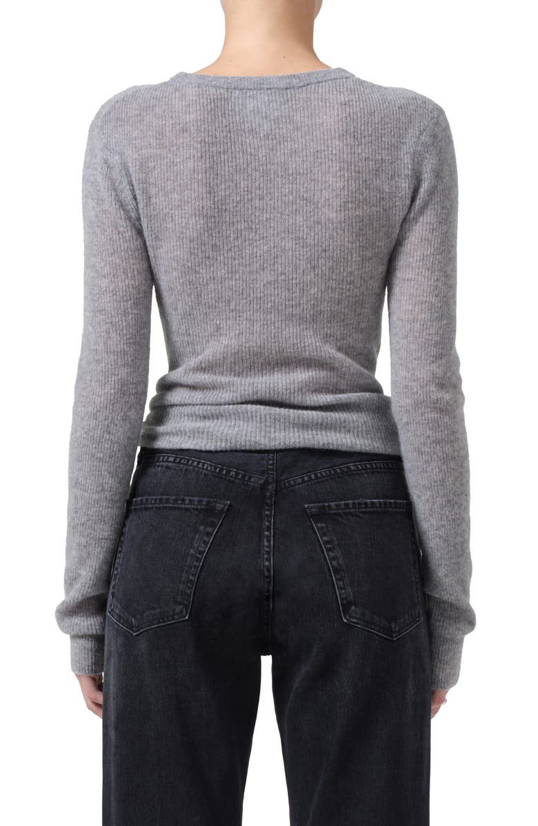 Citizens of Humanity Alessia Wool & Cashmere Blend Rib Top, Alternate, color, Dark Heather Grey