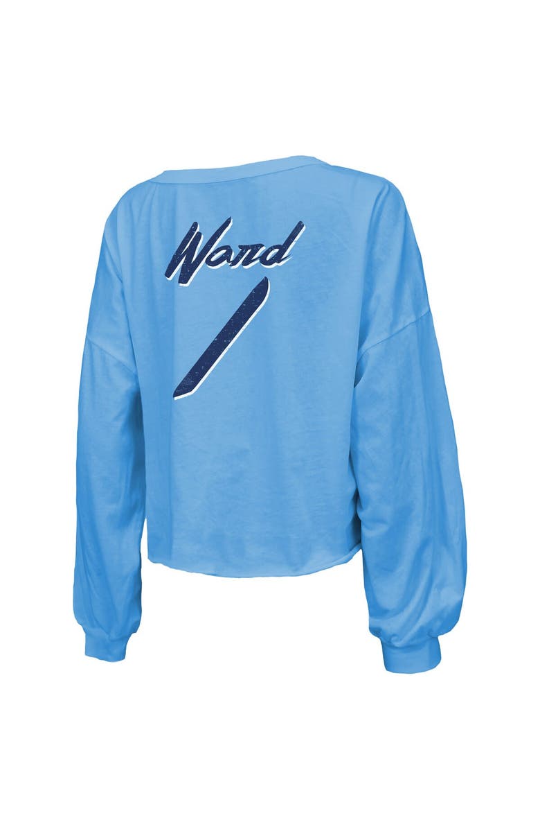 Majestic Threads Women's Majestic Threads Cam Ward Light Blue Tennessee Titans 2025 NFL Draft First Round Pick Off-Shoulder Script Name & Number V-Neck T-Shirt, Alternate, color, Light Blue