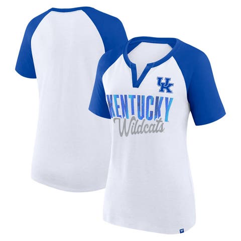 Women's Fanatics Branded White/Royal Kentucky Wildcats Best Squad Stacked Raglan Notch Neck T-Shirt