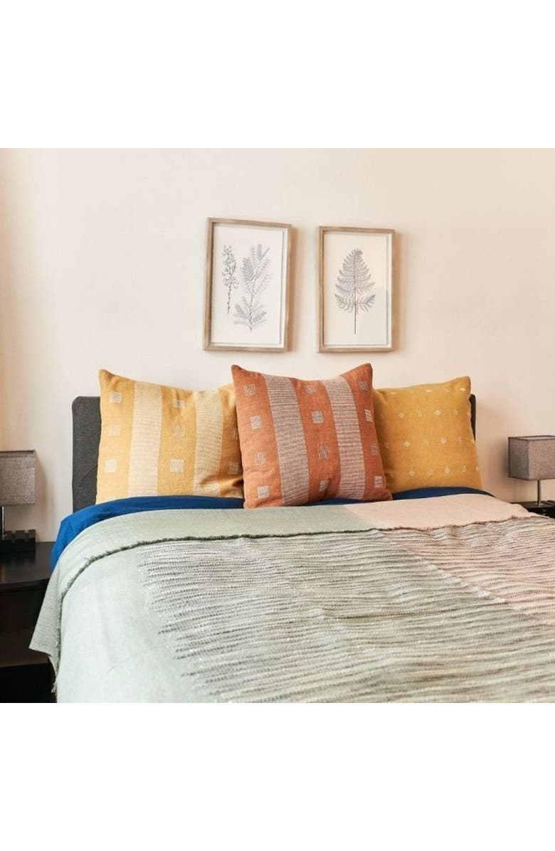 Studio Variously Chokor Nira Ochre Organic Cotton Handloom Pillow - Cover + Insert, Alternate, color, Brown/Ochre