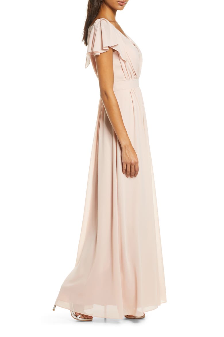 Pleat Chiffon Gown, Alternate, color, BLUSH