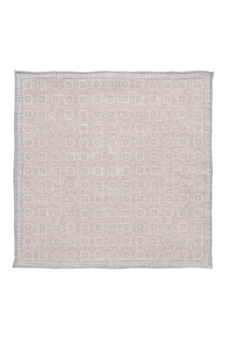 Medallion Wool & Cotton Muslin Pocket Square, Alternate, color, 02-13 SAND LT GRAY