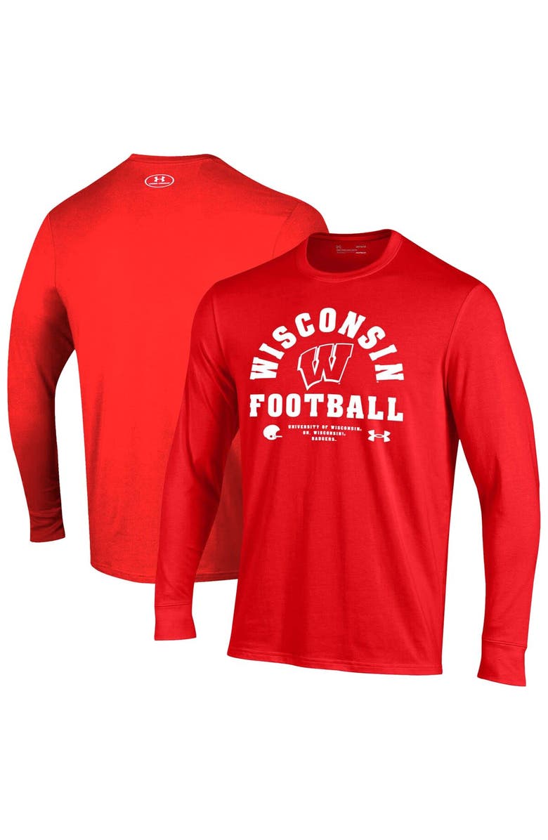Under Armour Men's Under Armour Red Wisconsin Badgers 2025 Sideline Football Performance Cotton Long Sleeve T-Shirt, Alternate, color, Red