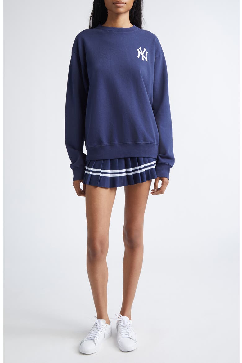 Italic Logo Pleated Skort, Alternate, color, DARK NAVY/ WHITE