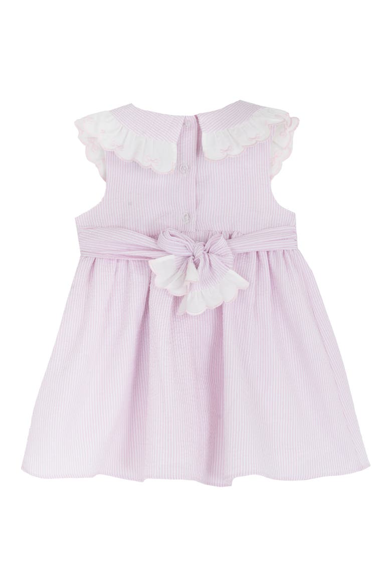 Dainty Bows Scallop Collar Seersucker Dress & Bloomers Set, Alternate, color, PINK