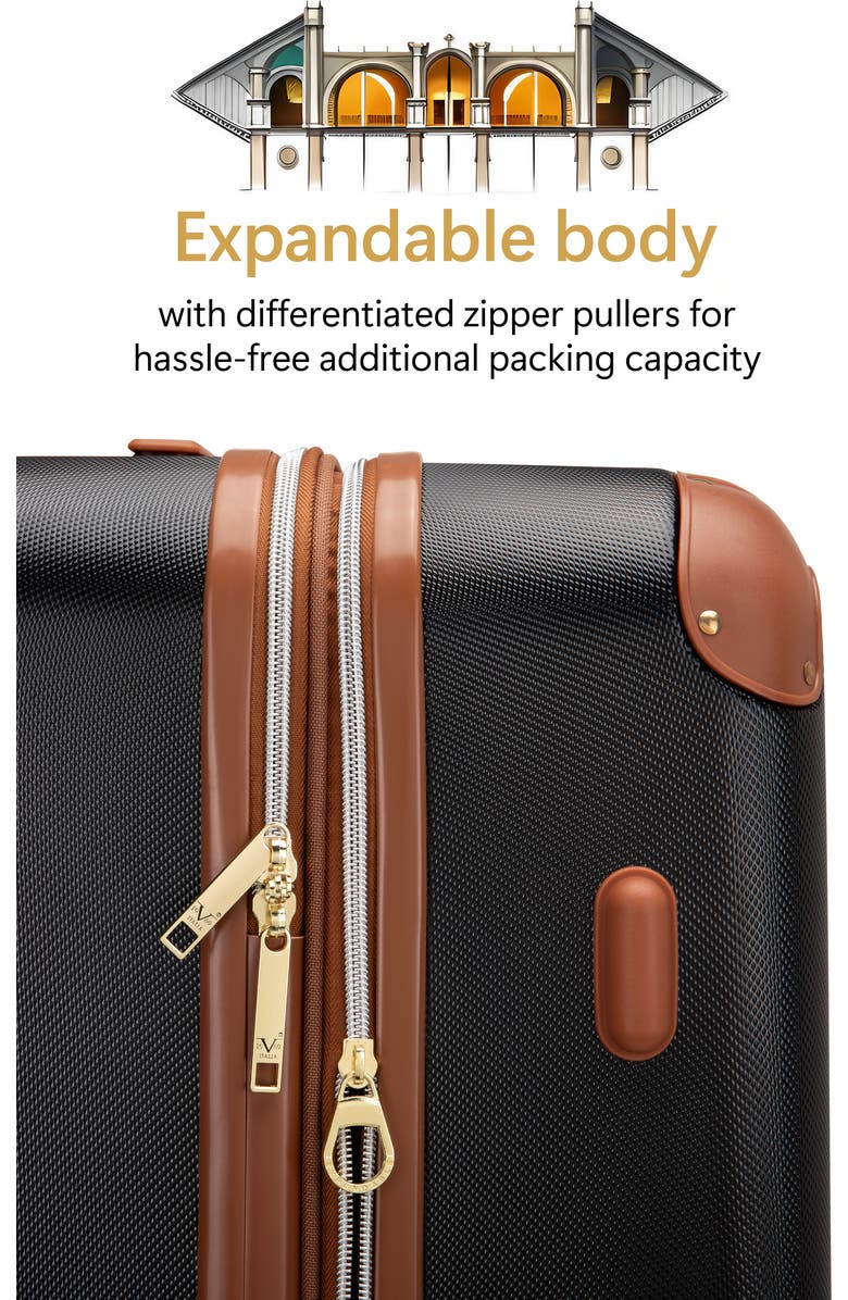 19V69 ITALIA Vintage 3 Piece Expandable Spinner Luggage Set, Alternate, color, Black