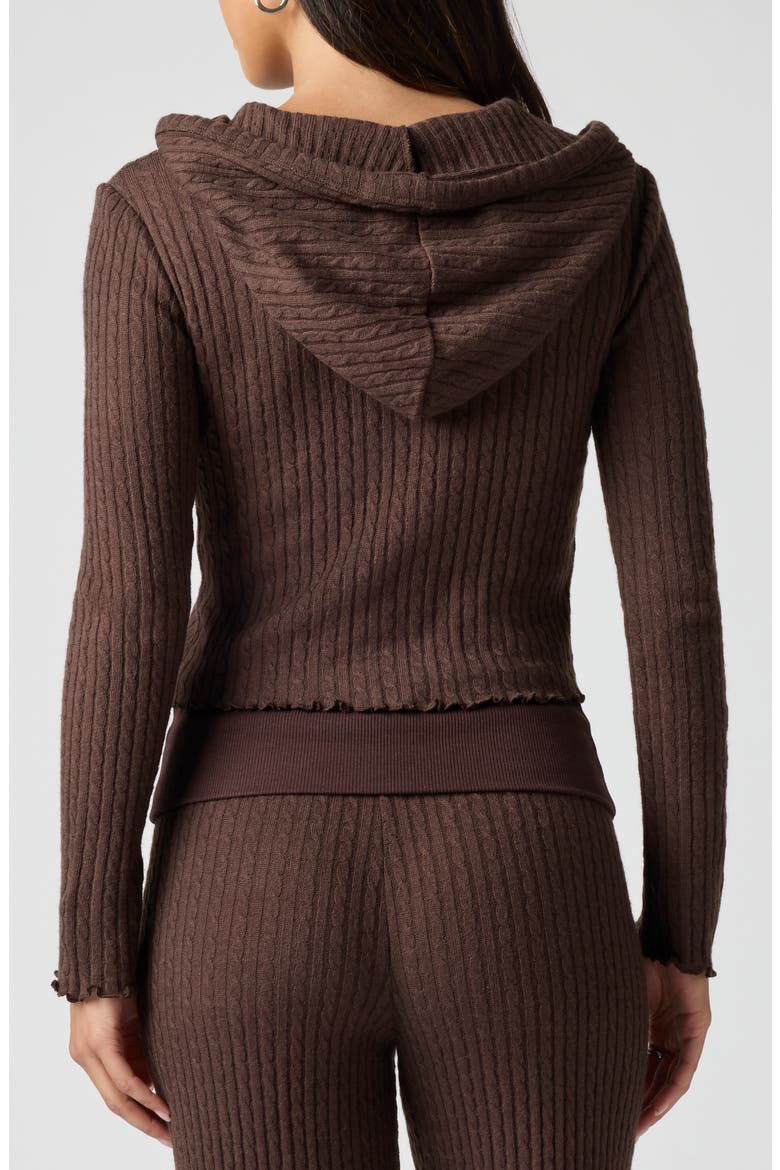 Baby Cable Knit Cropped Hoodie, Alternate, color, CANYON BROWN