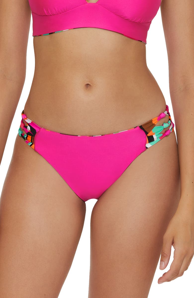 Trina Turk Swoop Reversible Hipster Bikini Bottoms, Alternate, color, Pink Multi
