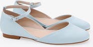 Kailee P Gloria Satin Round Toe Wedding Flat with Ankle Strap