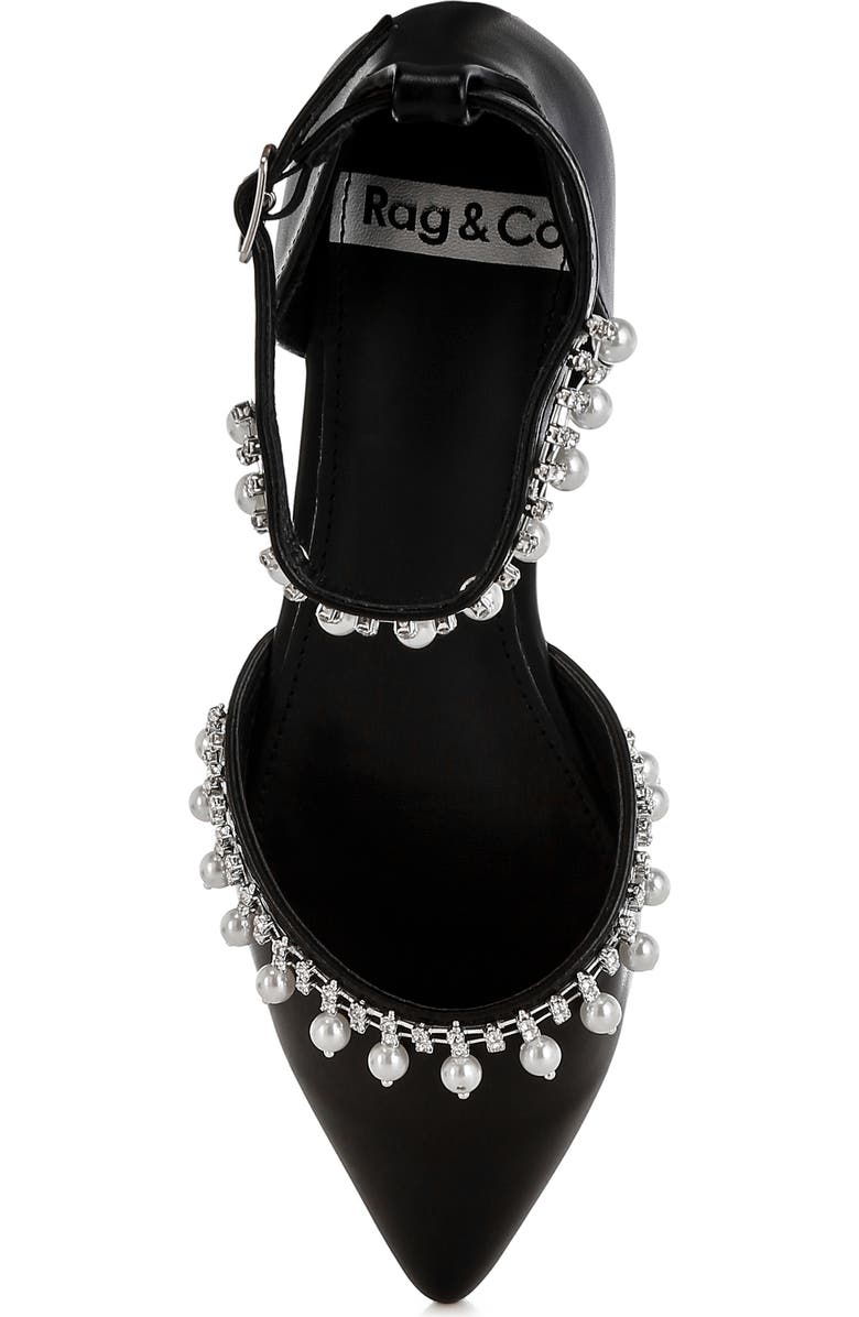 Rag & Co Aouva Rhinestone & Faux Pearl Almond Toe Flat, Alternate, color,