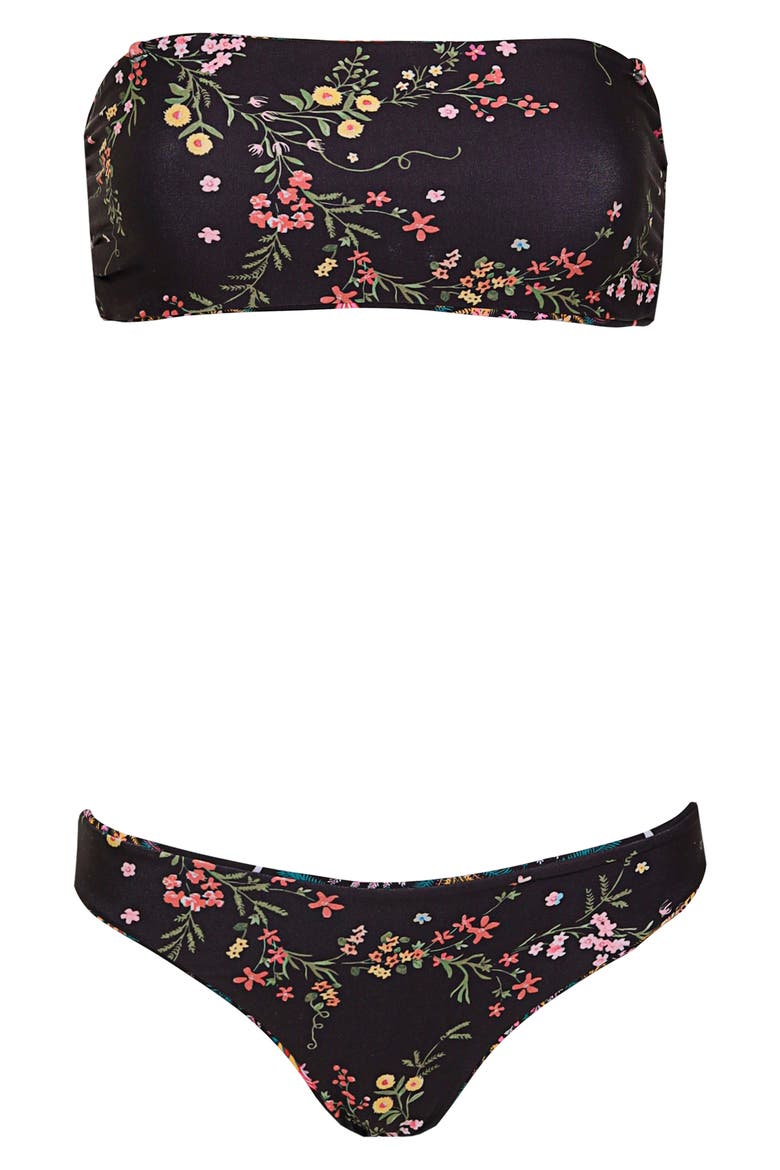 Palm Groove Sublimity Reversible Bikini Bottoms, Alternate, color, BLACK