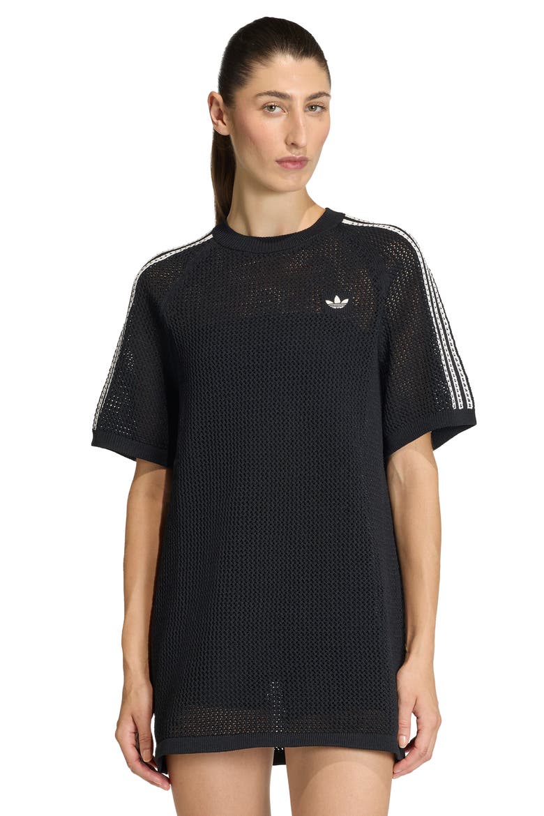 Open Knit Minidress, Alternate, color, BLACK