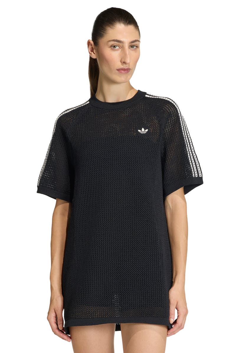 adidas Originals Open Knit Minidress, Alternate, color, Black