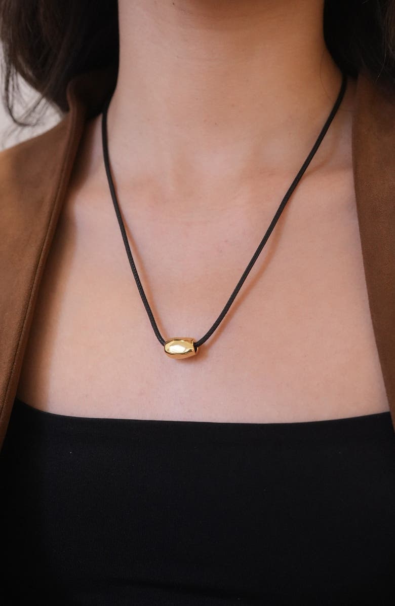 Argento Vivo Sterling Silver Sculptural Bead Cord Necklace, Alternate, color, Gold