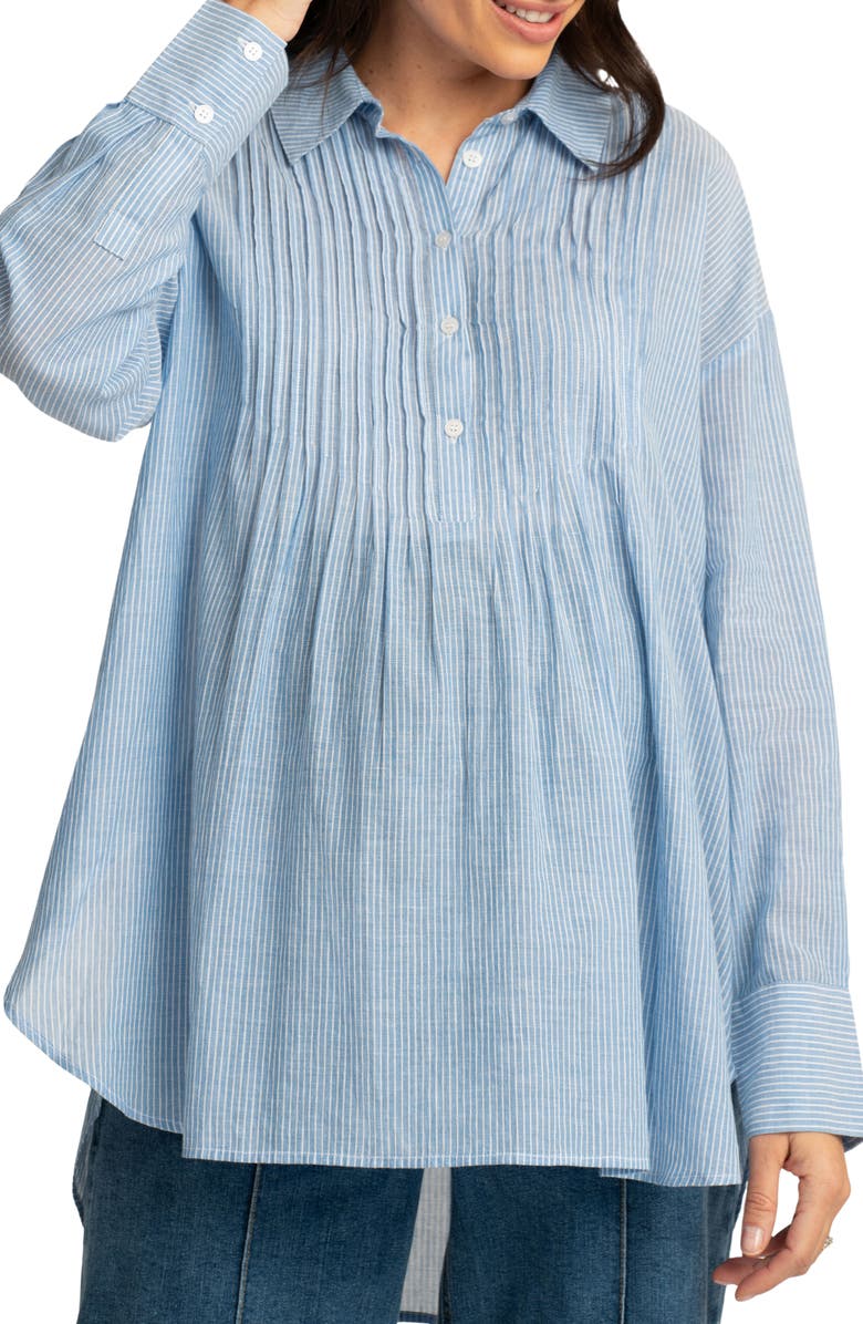 Seraphine Stripe Long Sleeve Maternity Shirt, Main, color, 